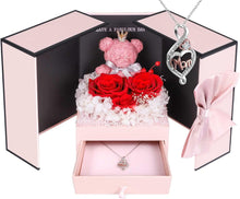Load image into Gallery viewer, Preserved Rose Box for Her, Forever Real Flowers with Sterling Silver Necklace - Romantic Gift for Delivery on Valentine’S Day, Christmas, Birthday, Anniversary
