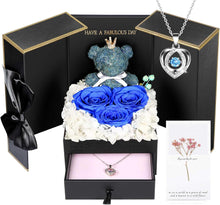 Load image into Gallery viewer, Preserved Rose Box for Her, Forever Real Flowers with Sterling Silver Necklace - Romantic Gift for Delivery on Valentine’S Day, Christmas, Birthday, Anniversary