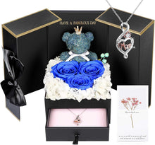 Load image into Gallery viewer, Preserved Rose Box for Her, Forever Real Flowers with Sterling Silver Necklace - Romantic Gift for Delivery on Valentine’S Day, Christmas, Birthday, Anniversary