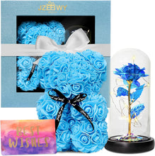 Load image into Gallery viewer, Flower Rose Bear for Mom,Perfect Birthday Romantic Gift for Wife Daughter Girlfriend Friend Her,Light up Rose in Glass Dome for Birthday Anniversary Mothers Day Valentines Day