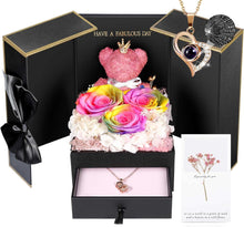 Load image into Gallery viewer, Preserved Rose Box for Her, Forever Real Flowers with Sterling Silver Necklace - Romantic Gift for Delivery on Valentine’S Day, Christmas, Birthday, Anniversary

