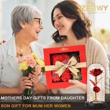 Load image into Gallery viewer, Flower Rose Bear for Mom,Perfect Birthday Romantic Gift for Wife Daughter Girlfriend Friend Her,Light up Rose in Glass Dome for Birthday Anniversary Mothers Day Valentines Day
