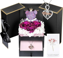 Load image into Gallery viewer, Preserved Rose Box for Her, Forever Real Flowers with Sterling Silver Necklace - Romantic Gift for Delivery on Valentine’S Day, Christmas, Birthday, Anniversary
