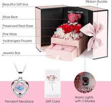 Load image into Gallery viewer, Preserved Rose Box for Her, Forever Real Flowers with Sterling Silver Necklace - Romantic Gift for Delivery on Valentine’S Day, Christmas, Birthday, Anniversary
