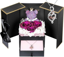 Load image into Gallery viewer, Preserved Rose Box for Her, Forever Real Flowers with Sterling Silver Necklace - Romantic Gift for Delivery on Valentine’S Day, Christmas, Birthday, Anniversary
