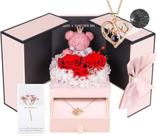 Load image into Gallery viewer, Preserved Rose Box for Her, Forever Real Flowers with Sterling Silver Necklace - Romantic Gift for Delivery on Valentine’S Day, Christmas, Birthday, Anniversary
