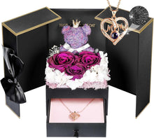 Load image into Gallery viewer, Preserved Rose Box for Her, Forever Real Flowers with Sterling Silver Necklace - Romantic Gift for Delivery on Valentine’S Day, Christmas, Birthday, Anniversary
