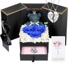 Load image into Gallery viewer, Preserved Rose Box for Her, Forever Real Flowers with Sterling Silver Necklace - Romantic Gift for Delivery on Valentine’S Day, Christmas, Birthday, Anniversary
